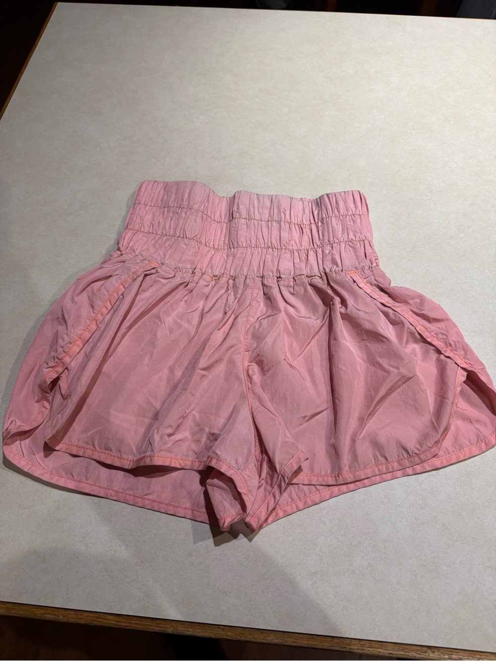 Free People Pink Smocked-Waist Athletic Shorts